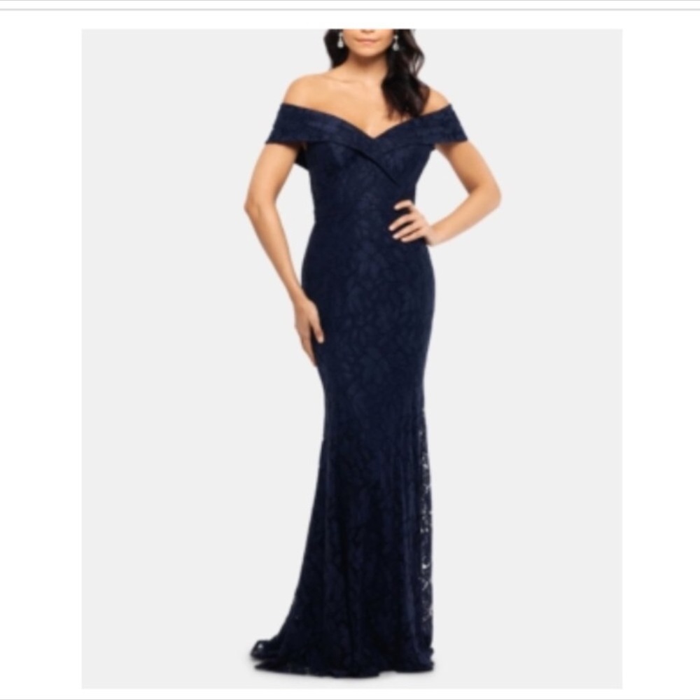 XSCAPE Off-The-Shoulder Lace Gown 4